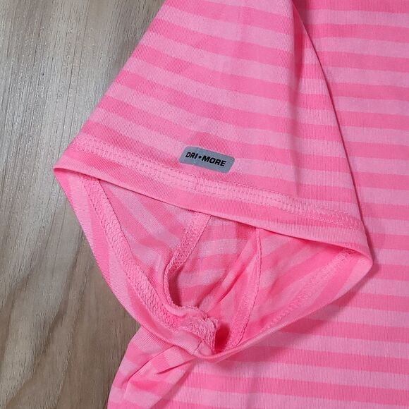 🔺️Danskin Neon Pink Striped Vneck Athletic Top XLarge - Picture 6 of 8